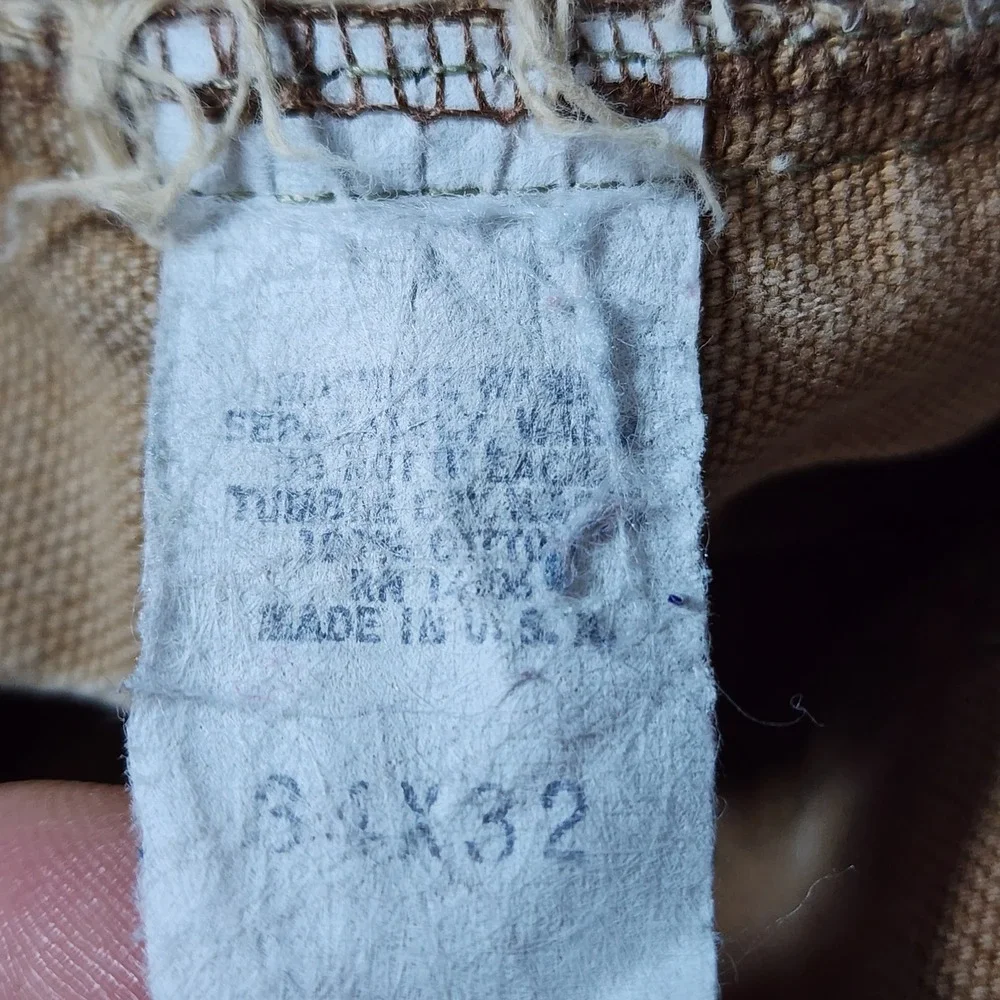 Vintage 80s Carhartt Double Knee Pants Mens 34x32 Tan USA Made Duck Canvas